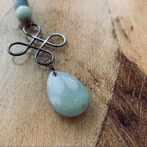 Artisan Natural Stone Beads and Sterling Silver Pendant Necklace - Picture 5 of 17